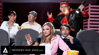 MODERN-DAY SINS - Pervy Teens Have PUBLIC SEX In Movie Theatre And GET CAUGHT! With Athena Faris